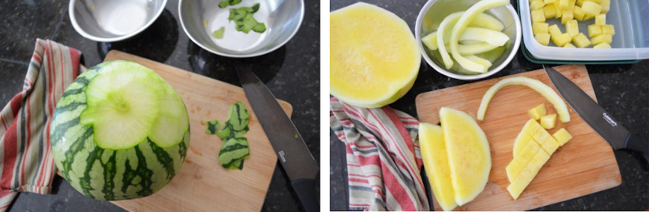 pickling watermelon rind prep